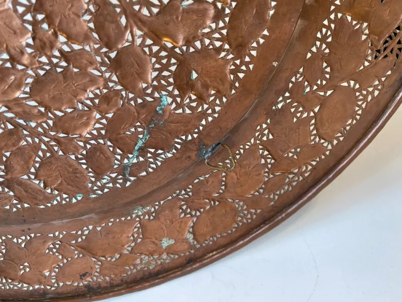 Pamono Large Middle Eastern Tray in Piercet Copper, 1960s> Trays
