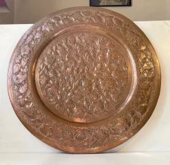 Pamono Large Middle Eastern Tray in Piercet Copper, 1960s><noscript><img width=