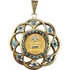 Pamono Large More Than Yesterday Diamond Blue Spinel 18k Gold Love Medal Pendant from Augis, 1960s> Necklaces