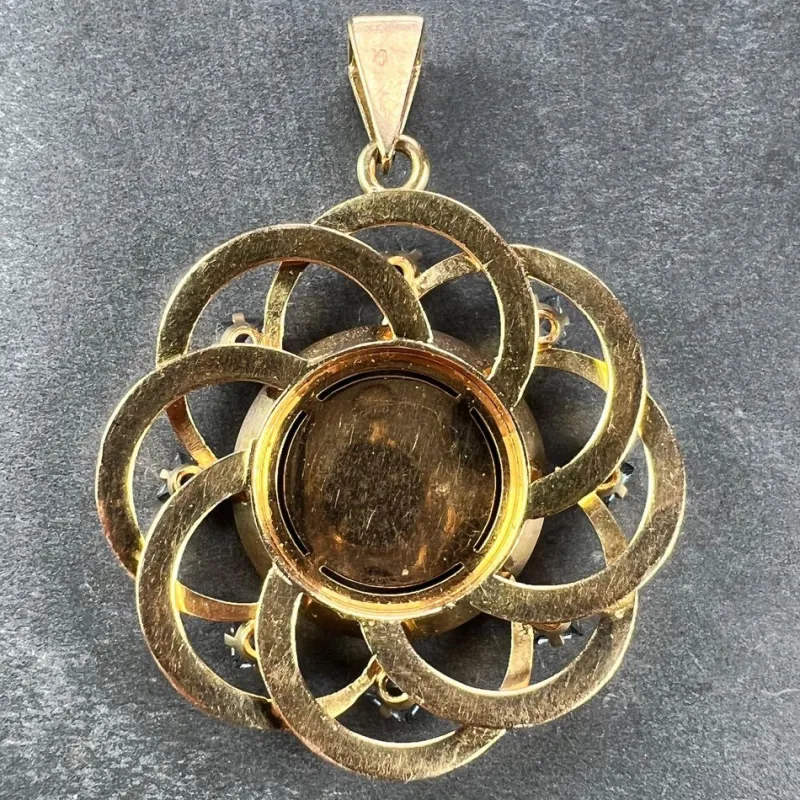 Pamono Large More Than Yesterday Diamond Blue Spinel 18k Gold Love Medal Pendant from Augis, 1960s> Necklaces
