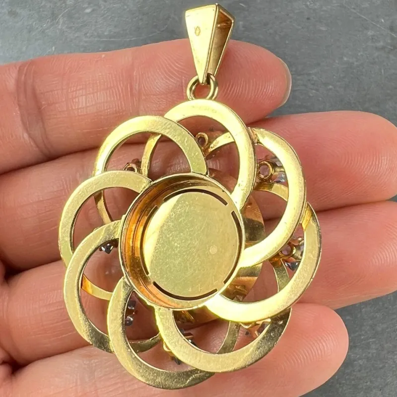 Pamono Large More Than Yesterday Diamond Blue Spinel 18k Gold Love Medal Pendant from Augis, 1960s> Necklaces