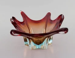 Pamono Large Murano Bowl in Reddish and Clear Mouth-Blown Art Glass, 1960s or 1970s><noscript><img width=