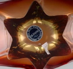 Pamono Large Murano Bowl in Reddish and Clear Mouth-Blown Art Glass, 1960s or 1970s><noscript><img width=