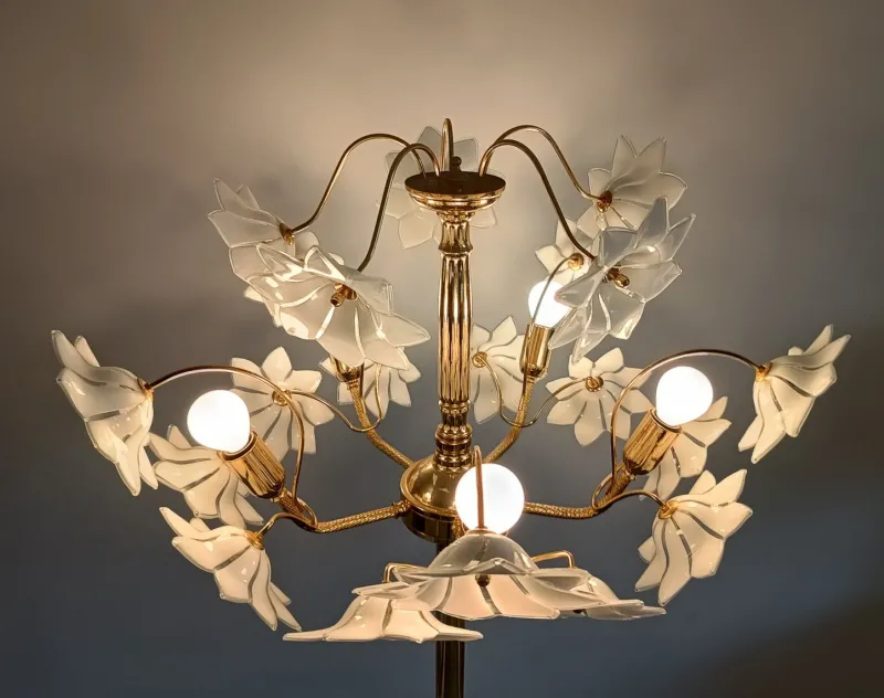 Hot Pamono Large Murano Flower Floor Lamp, Italy, 1970s