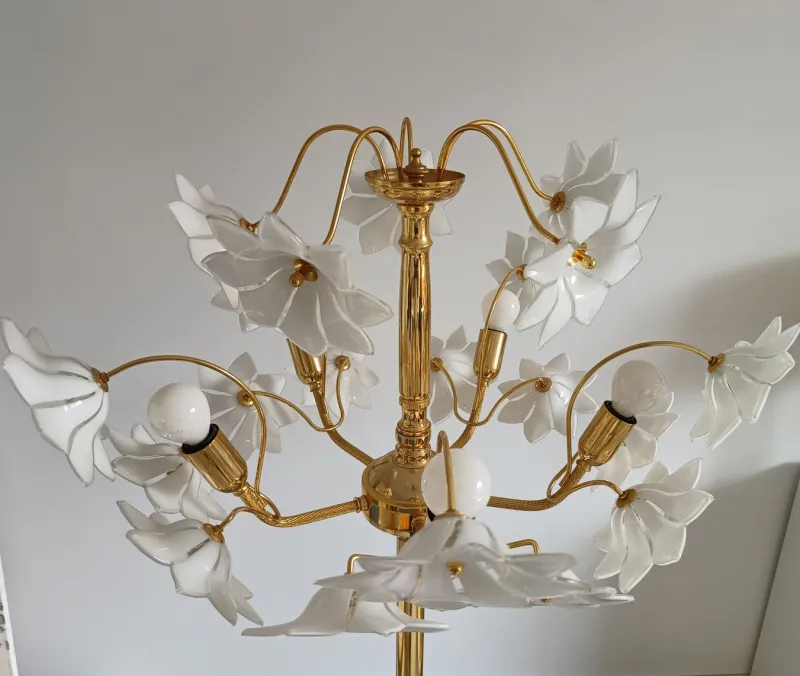 Hot Pamono Large Murano Flower Floor Lamp, Italy, 1970s