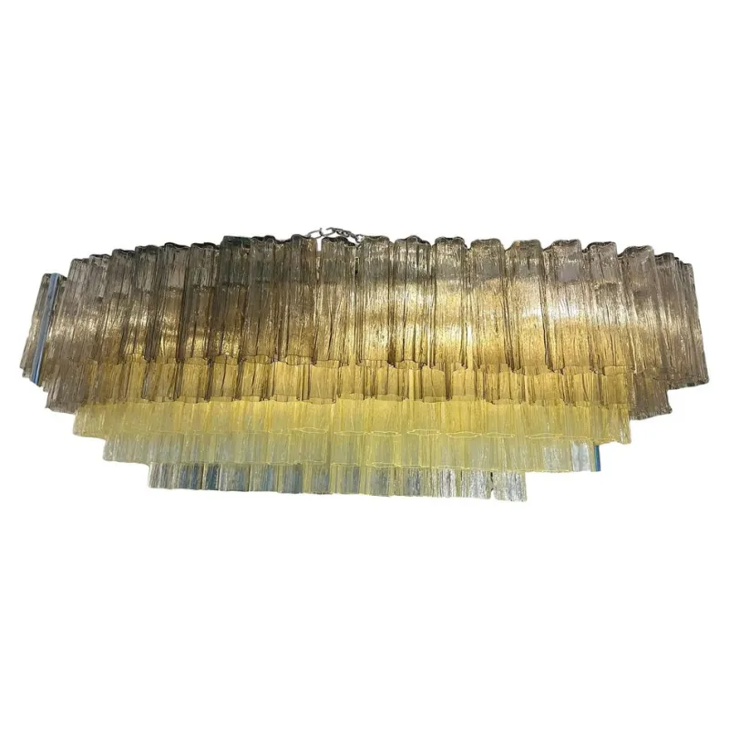 Discount Pamono Large Murano Glass Chandelier in Gold by Simoeng