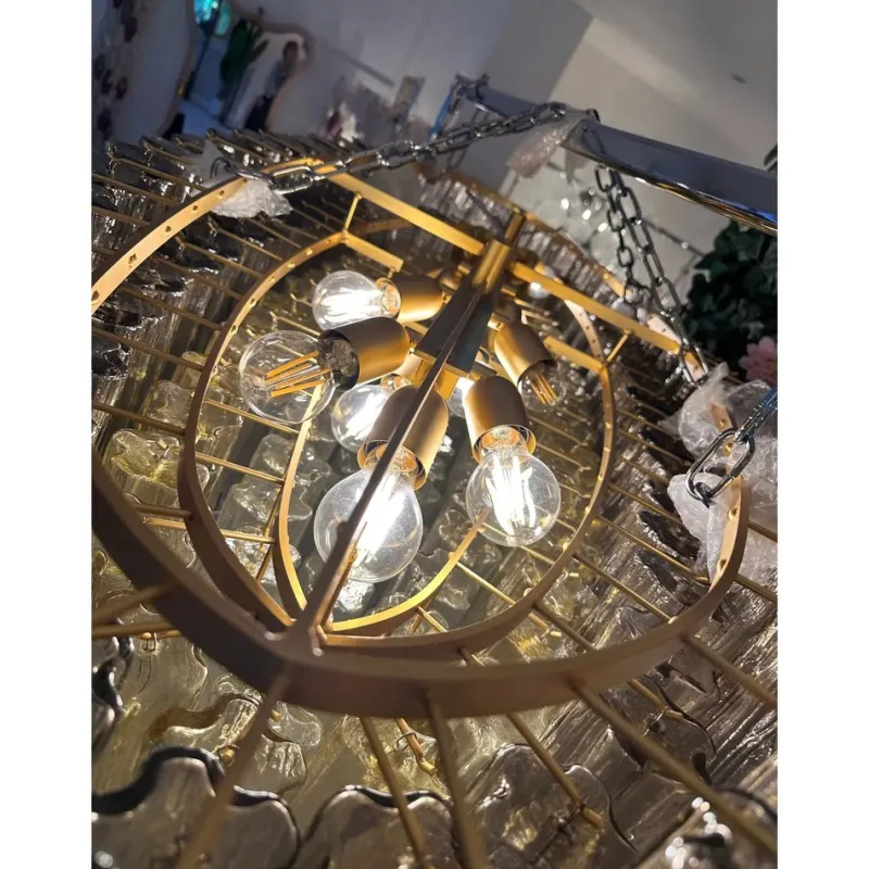 Discount Pamono Large Murano Glass Chandelier in Gold by Simoeng