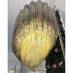 Discount Pamono Large Murano Glass Chandelier in Gold by Simoeng