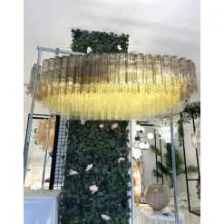 Discount Pamono Large Murano Glass Chandelier in Gold by Simoeng