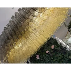 Discount Pamono Large Murano Glass Chandelier in Gold by Simoeng