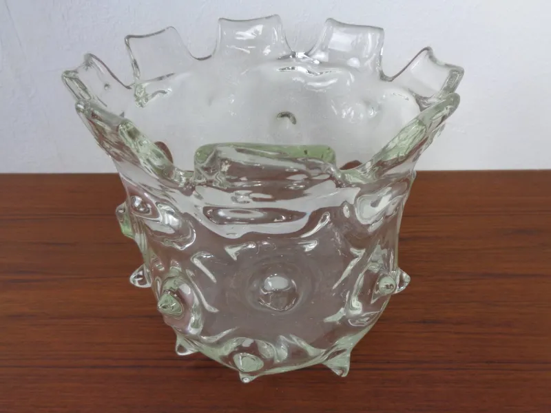 Pamono Large Murano Mugnoni Series Glass Vase attributed to Ercole Barovier, Italy, 1940s> Vases