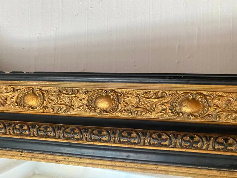 Pamono Large Napoleon III Mirror in Black and Gold Wood> Mirrors