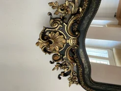 Pamono Large Napoleon III Mirror in Black Wood and Gold Leaf><noscript><img width=