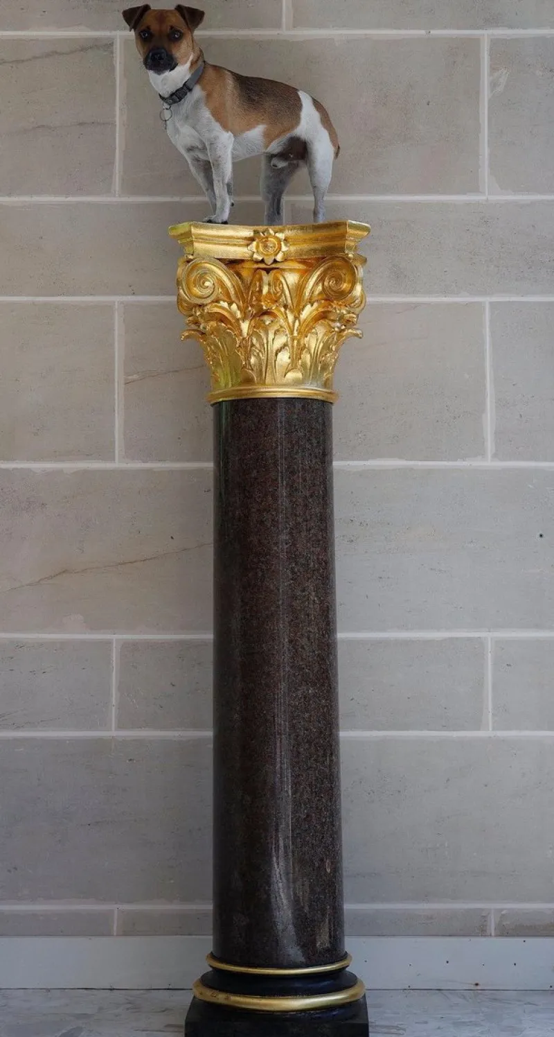 Sale Pamono Large Neoclassical Red Granite and Gilt Bronze Column, 1950s