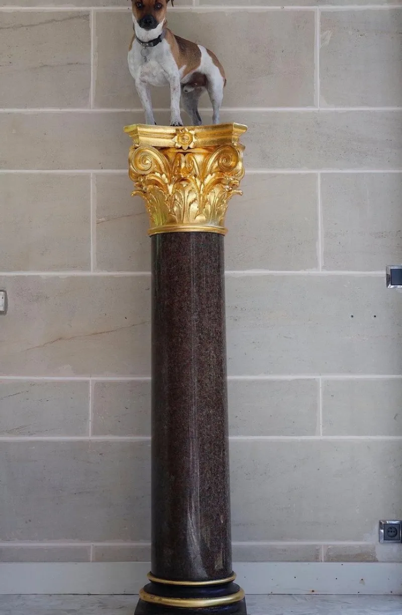 Sale Pamono Large Neoclassical Red Granite and Gilt Bronze Column, 1950s
