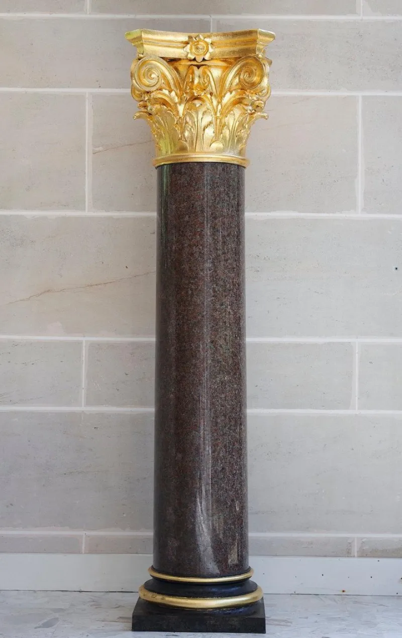 Sale Pamono Large Neoclassical Red Granite and Gilt Bronze Column, 1950s
