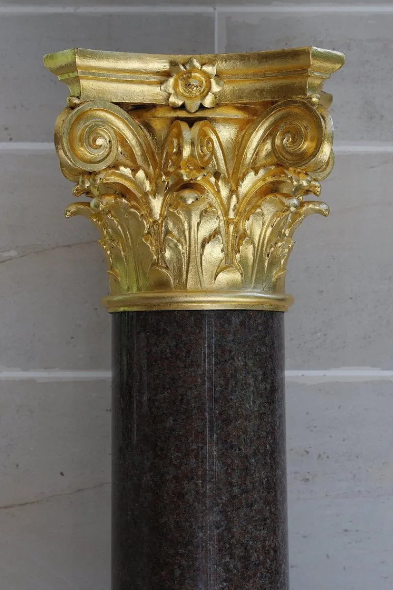 Sale Pamono Large Neoclassical Red Granite and Gilt Bronze Column, 1950s
