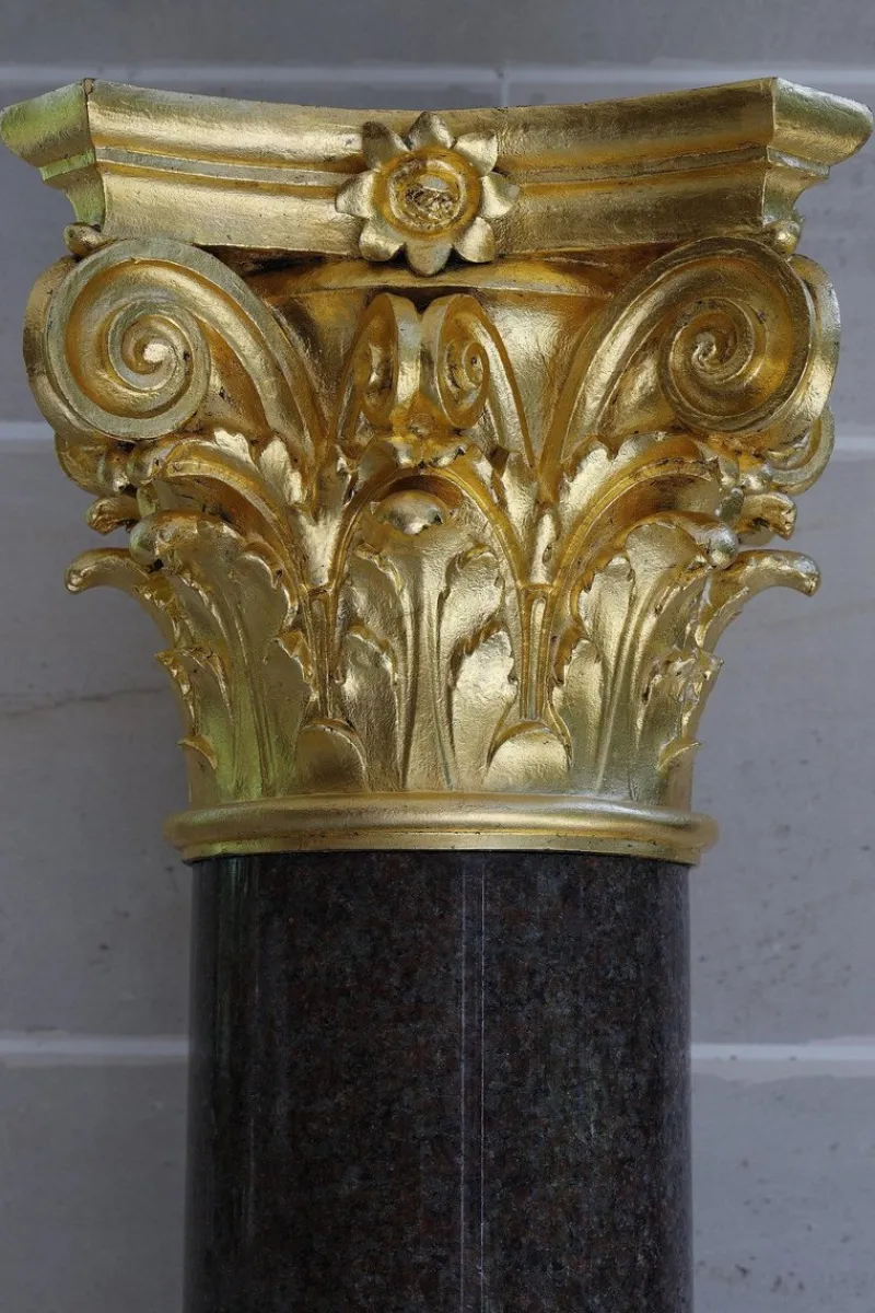 Sale Pamono Large Neoclassical Red Granite and Gilt Bronze Column, 1950s