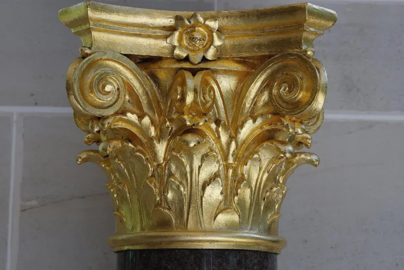 Sale Pamono Large Neoclassical Red Granite and Gilt Bronze Column, 1950s