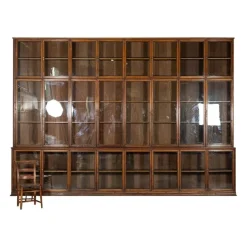 Pamono Large Oak Glazed Haberdashery Bookcase Cabinet, 1890> Shelves & Wall Units