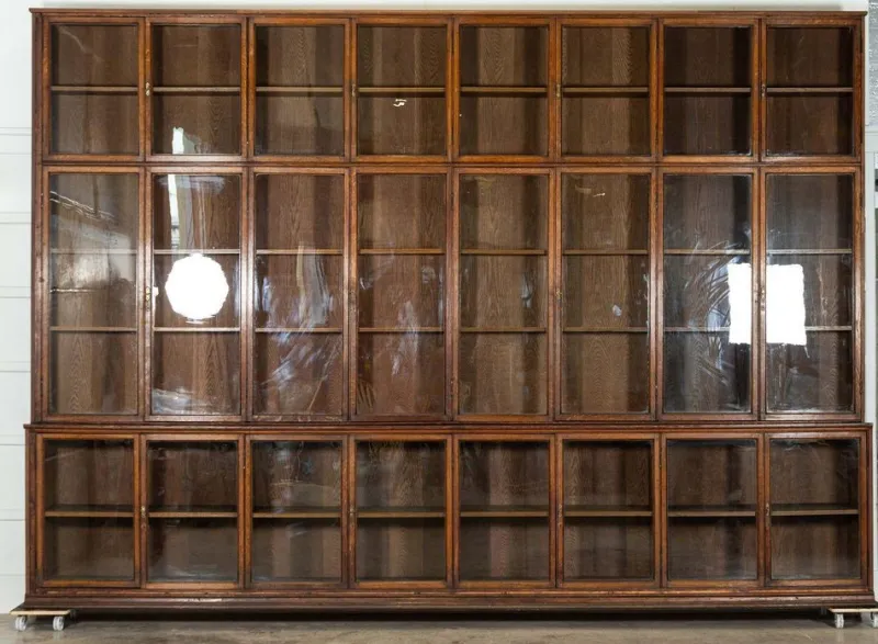 Pamono Large Oak Glazed Haberdashery Bookcase Cabinet, 1890> Shelves & Wall Units