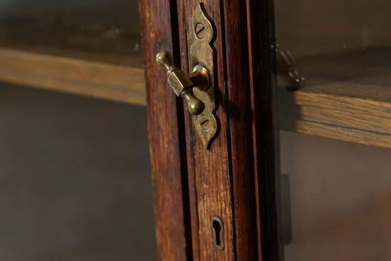 Pamono Large Oak Glazed Haberdashery Bookcase Cabinet, 1890> Shelves & Wall Units