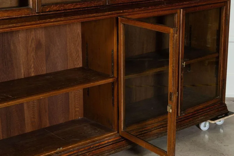 Pamono Large Oak Glazed Haberdashery Bookcase Cabinet, 1890> Shelves & Wall Units