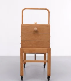 New Pamono Large Oak Sewing Box, Holland, 1950s