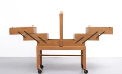 New Pamono Large Oak Sewing Box, Holland, 1950s