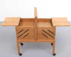 New Pamono Large Oak Sewing Box, Holland, 1950s