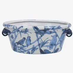 Pamono Large Oval Blue Parrot Plant Pot by Quain and quantity> Tabletop
