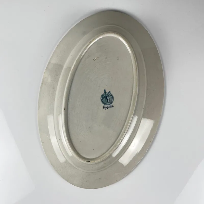 New Pamono Large Oval Earthenware Rachel Dish from Moulins des Loups & Hamage, 1920s