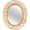 Pamono Large Oval Mirror in Bamboo, Rattan and Wicker attributed to Franco Albini, Italy, 1970s> Mirrors