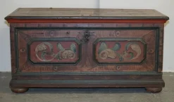 Pamono Large Paint German Blanket Chest Coffer Trunk, 1800s> Trunks Crates & Baskets