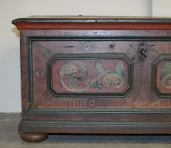 Pamono Large Paint German Blanket Chest Coffer Trunk, 1800s><noscript><img width=