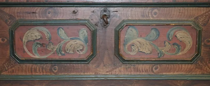 Pamono Large Paint German Blanket Chest Coffer Trunk, 1800s> Trunks Crates & Baskets