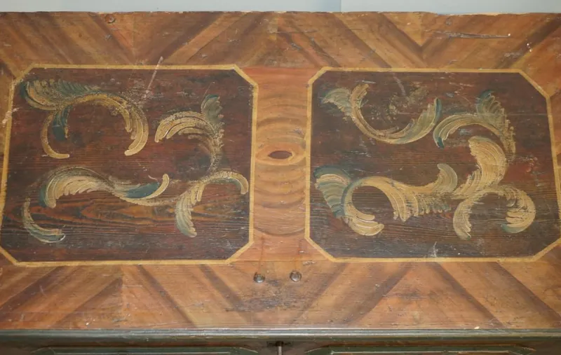 Pamono Large Paint German Blanket Chest Coffer Trunk, 1800s> Trunks Crates & Baskets