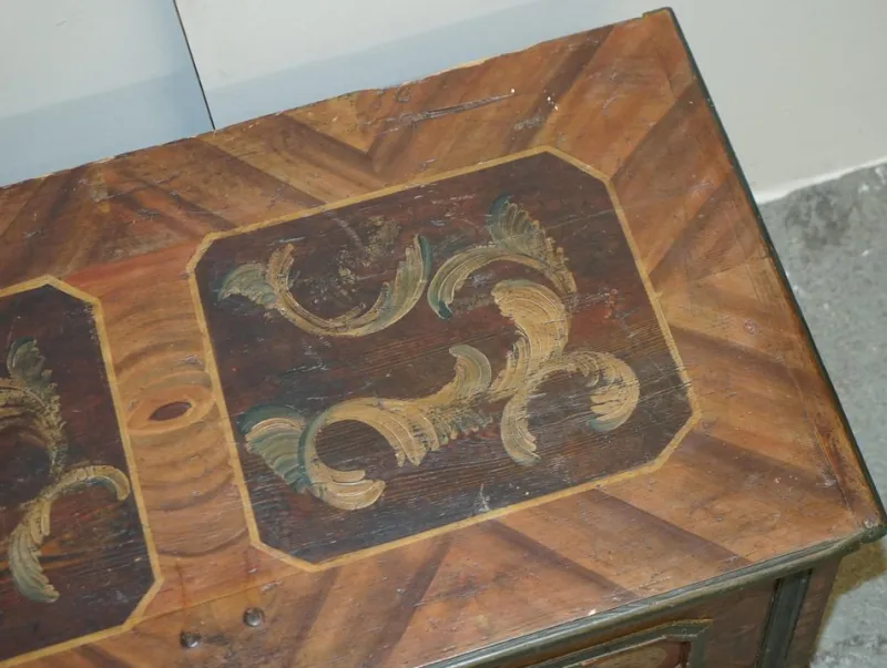 Pamono Large Paint German Blanket Chest Coffer Trunk, 1800s> Trunks Crates & Baskets