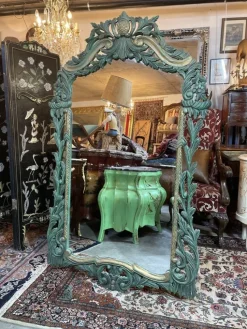 Pamono Large Painted Carved Wood Mirror> Mirrors