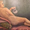 Pamono Large Painting with Motif of a Naked Woman by O. Rosmund, 1910> Abstraction