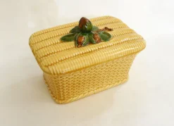 Pamono Large Panier & Noisettes Candy Box in Slip Earthenware by Gien, 1960s> Trunks Crates & Baskets