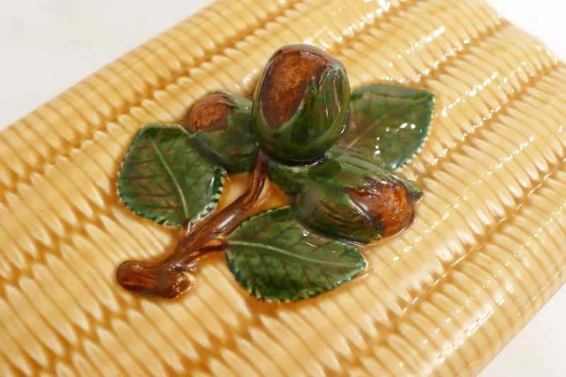 Pamono Large Panier & Noisettes Candy Box in Slip Earthenware by Gien, 1960s> Trunks Crates & Baskets