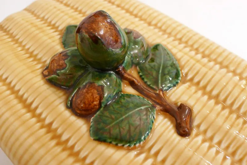 Pamono Large Panier & Noisettes Candy Box in Slip Earthenware by Gien, 1960s> Trunks Crates & Baskets