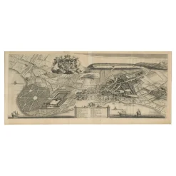 Online Pamono Large Panoramic Map of Thonon-les-Bains near Lake Geneva, France, Print