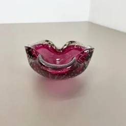 Best Pamono Large Pink Murano Bubble Glass Bowl, Italy, 1970s