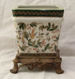 Hot Pamono Large Porcelain and Bronze Planter Centerpiece, 1890s