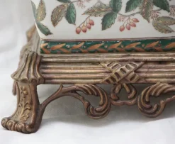 Hot Pamono Large Porcelain and Bronze Planter Centerpiece, 1890s
