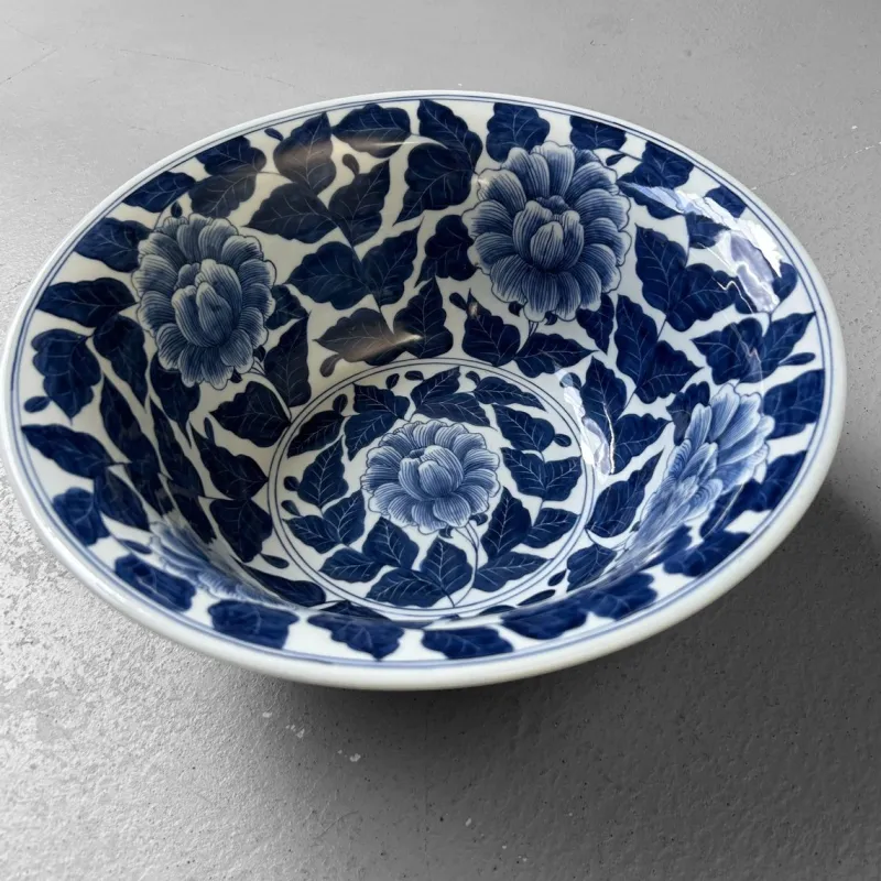 Online Pamono Large Porcelain Bowl with Peony Motif, Japan, 1960s