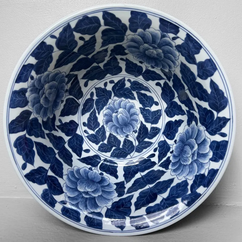 Online Pamono Large Porcelain Bowl with Peony Motif, Japan, 1960s