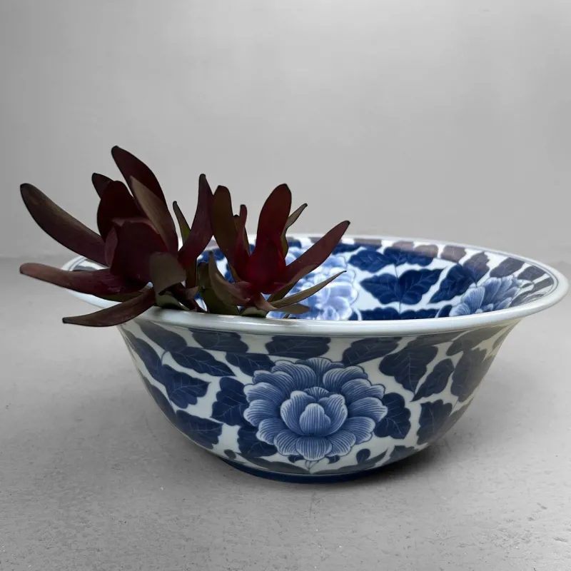 Online Pamono Large Porcelain Bowl with Peony Motif, Japan, 1960s